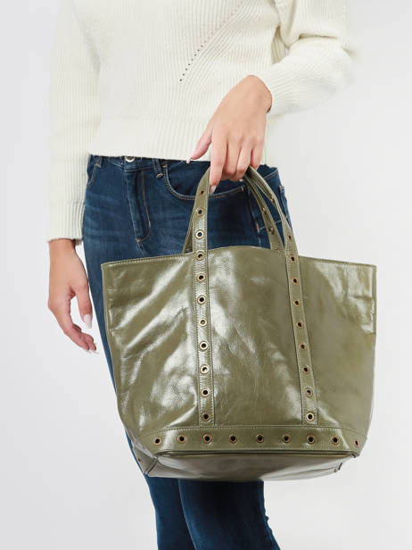 Handtas Cabas Cuir Leder Vanessa bruno Groen cabas cuir 82V40413 ander zicht 1